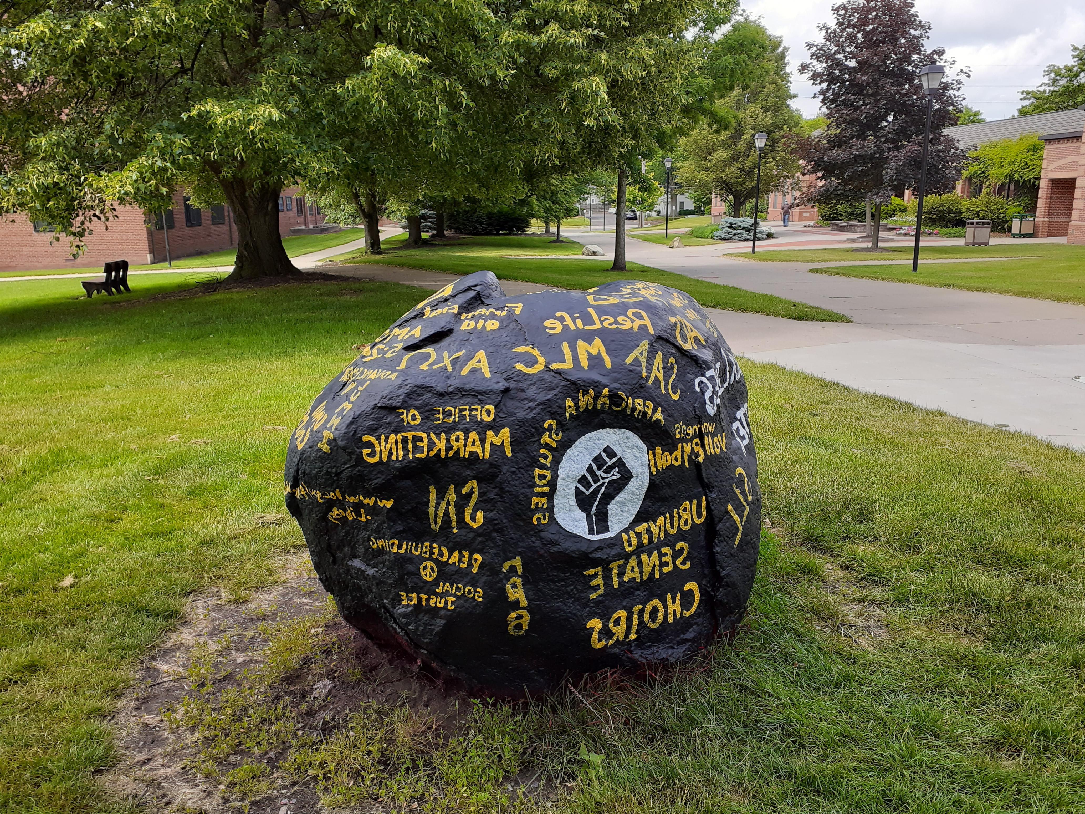 Photo of Mount Union rock painted by Black Student Union